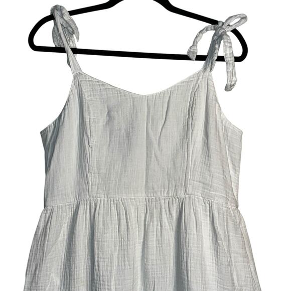 Old Navy White Tie-Strap Ruffle Hem Cotton Sundress Tall Large - Picture 2 of 8